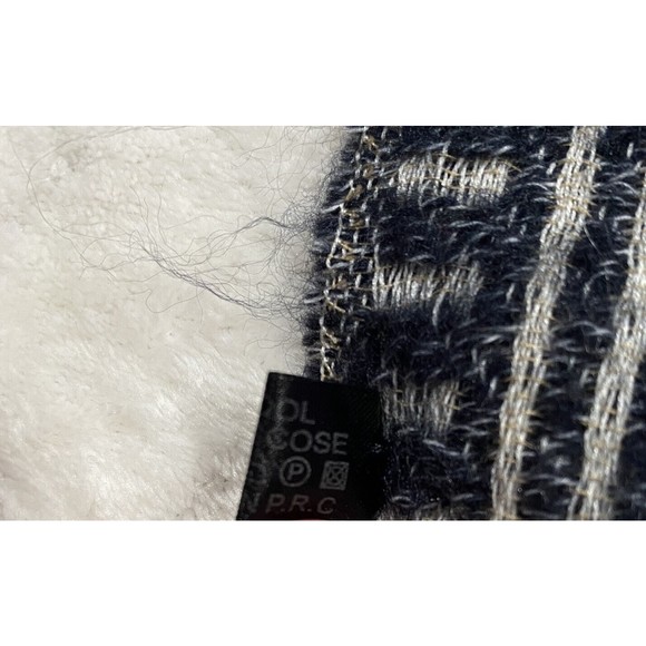 Shawl Scarf Wrap Wool Blend Pink Cheetah Print Blue Stripes Fringe Mixed Media - Picture 4 of 8